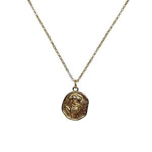 Indio Jewelry New 10kt Gold Embossed Rose Necklace #213